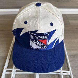 VTG New York Rangers‎ Shark Tooth Baseball Hat Hockey Logo Athletic Snapback Cap
